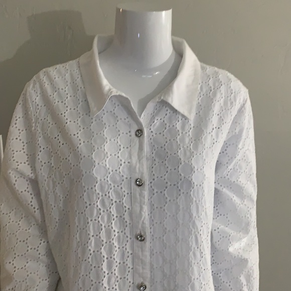 Birch Hill Eyelet bottom Down Blouse. - Picture 3 of 11